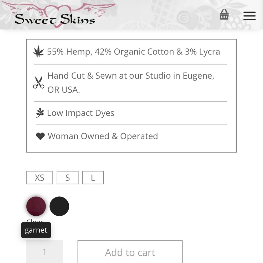Sweet Skins Hemp, A Skirt in Garnet, New, Size Small, Hemp Blend - Picture 3 of 7